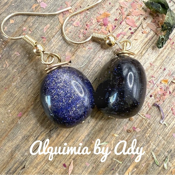 Alquimia Gold and Blue Earrings - Picture 1 of 1
